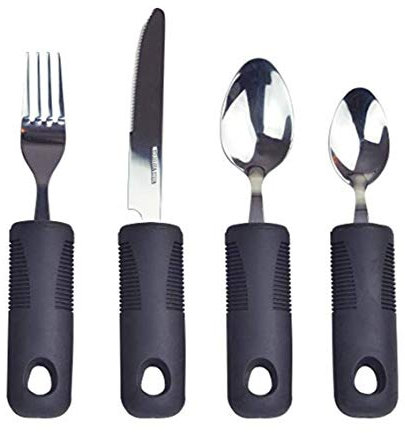 Children's Disability 4 Piece Cutlery Early Learning Aid, Thick, Easy Grip Handles. Ideal for Children & Young Adults with Learning Difficulties, Limited Dexterity, Handicaps and Visual Impairments.