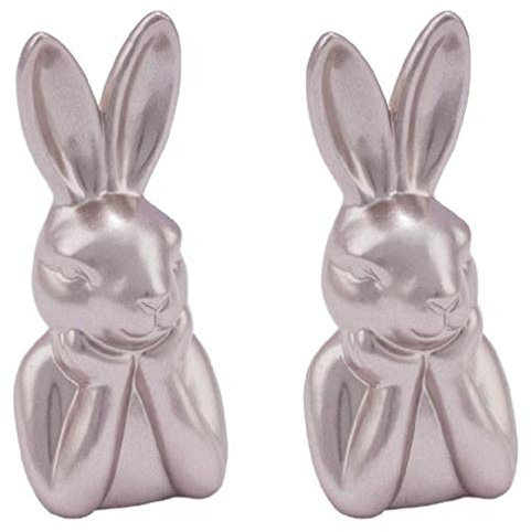Dio putziger origineller Osterhase als Büste lustiger Hasenkopf als Osterdeko Keramik in hellgrün oder hell-Altrosa metallic (hell-Altrosa, 2 x klein)