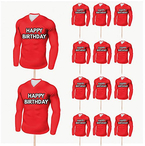 AK Giftshop Football Birthday Cupcakes Cake Food Decorations Picks Toppers - (pack of 14) (Manchester Colours)