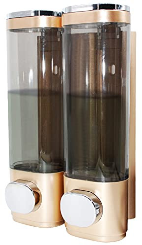 Seifenspender mit 2 Kammern, Wandhalterung, 300 ml, für Badezimmer, Dusche, Pumpspender, manuell drücken, Lotion, Seifenspender, Zuhause, Bad, Küche, Hotels, Restaurants (Champagner), Stück