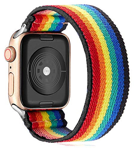 Solo Loop Correa Elástica Compatible con Apple Watch Correa 44mm 42mm 38mm 40mm 45mm 41mm Estampado retro Scrunchies Correa Deportiva para iWatch Series 7 6 SE 5 4 3 2