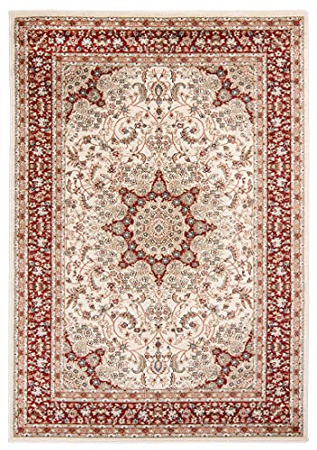 Mazovia Traditioneller Orientalischer Teppich mit Blumen - Weich Teppich für Wohnzimmer, Esszimmer - ÖKO-TEX Wohnzimmerteppich - Teppiche - Rot Creme - 180 x 250 cm