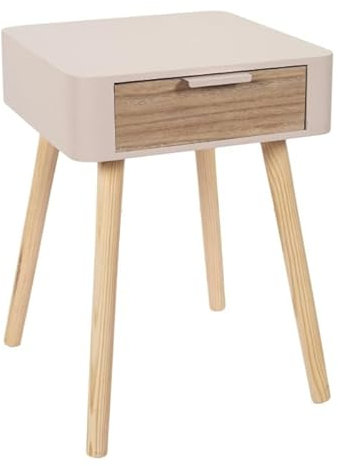 Paris Prix Table de Chevet 1 Tiroir Bois 48cm Rose