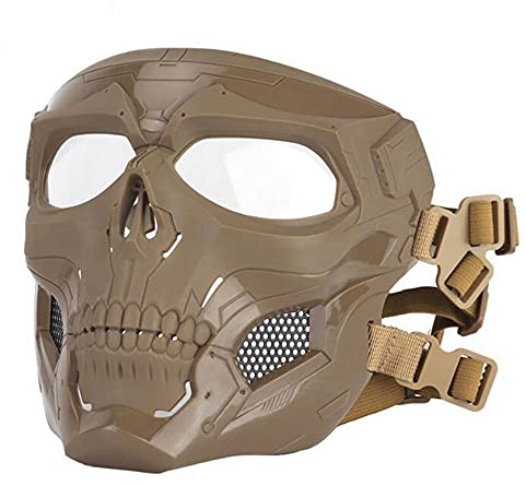 ACEXIER Tactical Airsoft Maske,Vollgesichtsmasken Schädel Skelett mit Brille Schlagfeste Armee Fans Liefert Jagd Paintball Masken für Motorrad Radfahren Wandern Militär Maske