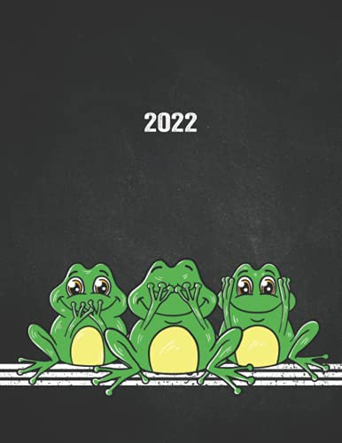 2022: Großer Buchkalender 2022 A4 I 400 Seiten I 1 Tag 1 Seite I Tagebuch I Kalender I Kalenderbuch I Endlich genügend Platz zum Planen, Organisieren und Notieren! I Design schwarz Frösche