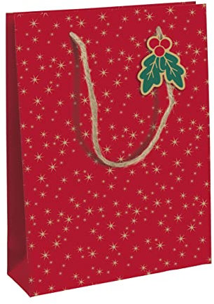 Clairefontaine X-30888-2C - Geschenktasche 26,5x14x33 cm, ideal für Weihnachten, Holly, 1 Stück