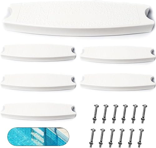 TonGass Universal-Schwimmbadleiter, Ersatz für Schwimmbadleiter, 45,7 cm, mit Edelstahlschrauben, kompatibel mit oberirdischen Pools, robuste Kunststoffleiter, Trittteile