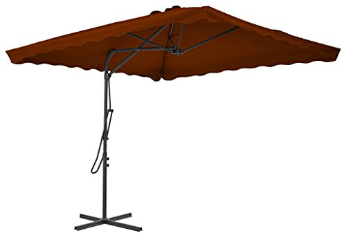 Sonnenschirm 250x250 cm mit Stahlmast Ampelschirm Marktschirm Gartenschirm Kurbelschirm Terrassenschirm mit Lüftung und Kurbelsystem, 360° drehbares Design, Braun
