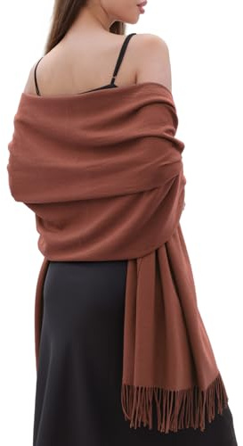 RIIQIICHY Brown Pashmina Shawls and Wraps for Women Wedding Ladies Winter Scarf