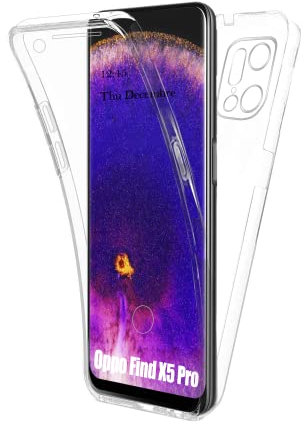 AURSTORE Coque pour Oppo Find X5 Pro, Protection intégrale Avant + Arrière en Rigide, Housse Étui Pochette Tactile Silicone TPU Transparente Protection 360 degrés