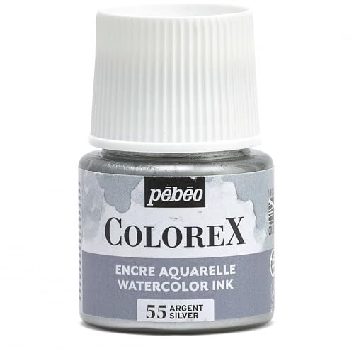 Pébéo - Colorex Tinte, 45 ml, silberfarben – Colorex Tinte Aquarell Pebeo – silberfarbene Tinte, samtig, für alle Untergründe – 45 ml – Silber