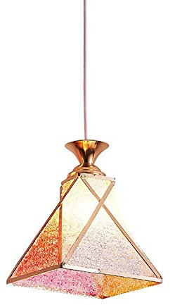 Lámpara de araña de cristal de iluminación moderna, luz colgante rosa, lámpara colgante de techo con pantalla de cristal artístico, lámpara colgante rosa para isla de cocina, dormitorio, habitación de