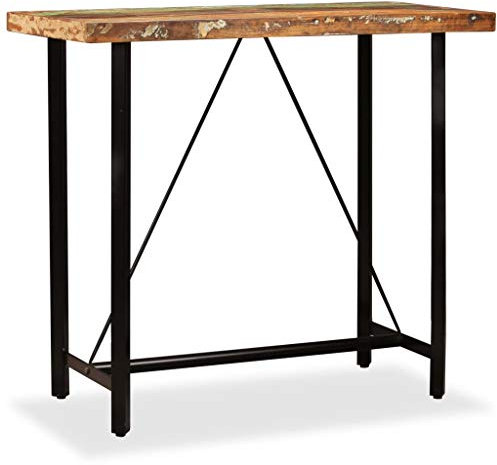 homiuse Bartisch Altholz Massiv 120x60x107 cm Bartisch Tisch Klein Esstisch Holz Bartisch KüChe Platzsparende MöBel Schmaler Tisch Bar Tisch Esszimmertische Esstisch Holz