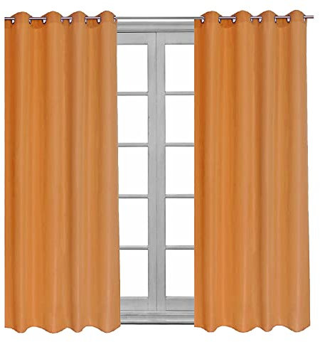 Cleanlevel EST 2016 Verdunklungsvorhang mit Ösen 140cm x 245cm Vorhang Blickdicht Thermo Gardine Wärmeisolierend Wohnzimmer Vorhänge (2, Orange)