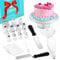 CukkiCakes Kit de Decoración de Tartas (42pcs) con Plato Giratorio + 13 Boquillas Grandes + Manga Pastelera Reutilizable (+20 Desechables) + 2 Espátulas + 3 Paletas Alisadoras + 2 Acopladores