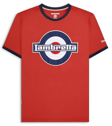 Lambretta Mens Ringer T-Shirt Tee Top Navy/Red XXL