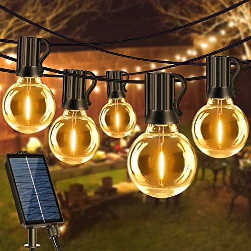 Vacoulery Lichterkette Außen Solar 10M 25+2 G40 Lichterkette Außen Strom 8 Modi Lichterkette Outdoor IP44 Wasserdicht Lichterkette Glühbirnen Außen für Balkon Garten Außen Deko(Warmweiß)