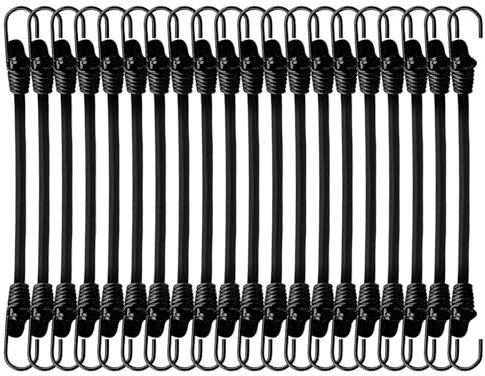 Alicer 20 Stück Spanngummi mit Haken, Expander mit Haken,Gepäckspanner Extra Stark Reißfest Und Robuste Spanngurte für Fahrrad Motorrad Auto Gepäck(Schwarz)