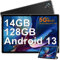 FACETEL Android 13 Tablet 10 Zoll mit 5G WiFi Octa-Core 2.0Ghz Prozessor Ultraschnelles Tablet PC mit 14(6+8) GB RAM + 128GB ROM TF 1TB | 8000mAh | FHD | 5MP+8MP, Tablet mit Case, Schwarz