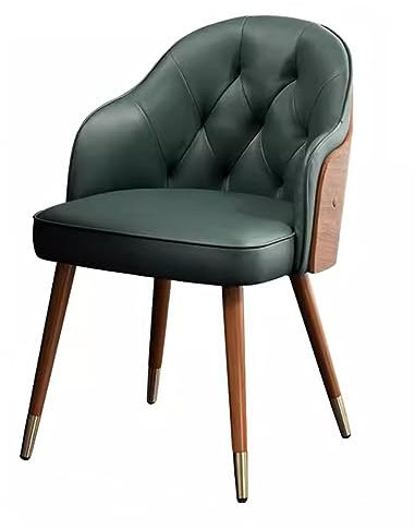 LEIYTFE Moderner Akzentstuhl Polsterstuhl Esszimmerstühle Nussbaum Maserung Rückenlehne, Restaurant-Hotel-Café-Sitzstühle, Schreibtischstuhl Massivholz Esszimmerstuhl (Color : Dark Green)