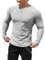Muhshoiy Men's Cotton Muscle Henley Shirts Slim Fit Long Sleeve T-Shirt Stretchy Casual Stylish Ribbed Tee Grey XL