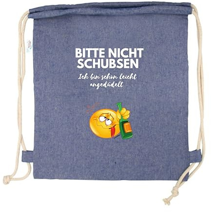 FremiBag Turnbeutel Bitte nicht schubsen ich bin schon leicht angetüdelt Party Festival Beutel Fitness Sport Spruch lustig - Für Weihnachten