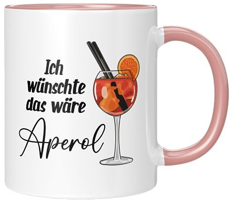 TassenTicker - Ich wünschte ich wäre Aperol - Aperol Tasse - Geschenk - Tasse mit Spruch - Geschenk - Spritzer - Geschenkidee Frauen, Männer - Geschenkidee - Rosa