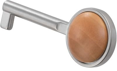 Gedotec Möbelschlüssel vernickelt | 1 Stück | Bartschlüssel mit Holzeinlage Ahorn | VERDI A | Deko modern | 18 mm | Ersatzschlüssel Metall | Schlüssel mit Euro-Sperre | Zusatzschlüssel Möbel-Schloss