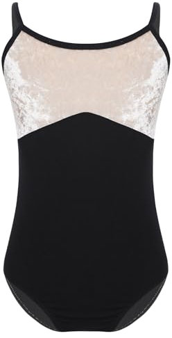 Runhomal Turnanzug Mädchen Samt Ballett Trikot Gymnastik Leotard ärmellos Ballettbody Tanzbody Einfarbig Gymnastikanzug Ballettkleidung Dancewear Schwarz 170