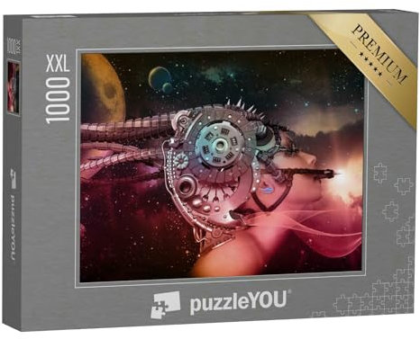 Puzzle 1000 Teile XXL „Digitale Kunst: Cyborg-Frau mit Science-Fiction-Kopfschmuck“ – aus der Puzzle-Kollektion Fantasy