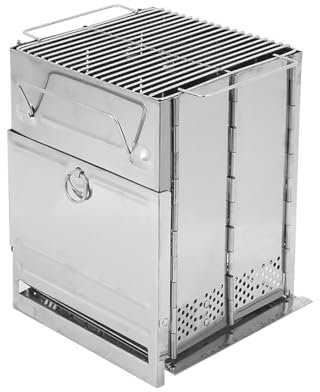 ZONADAH Fornello da campeggio pieghevole compatto portatile mini barbecue a legna stufa da campeggio con griglia stufa in acciaio inox per barbecue all'aperto zaino in spalla campeggio escursionismo