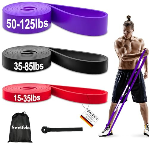 Swetfela 3 PCS Elastique Musculation, Latex Naturel Élastique Musculation Gym avec Sac et Ancrage Port, Bande Elastique Musculation, Elastique Sport