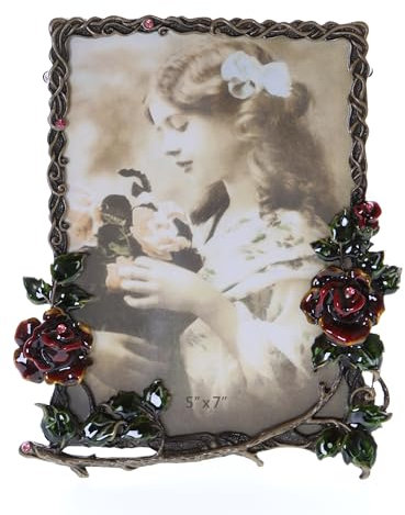 Kawaii-Story BM-xy0042 Metall Bilderrahmen Fotorahmen Luxus Design Retro Vintage Antik Bronze farbig Rosen Dekoration Fotogröße 13x18cm (5x7zoll)