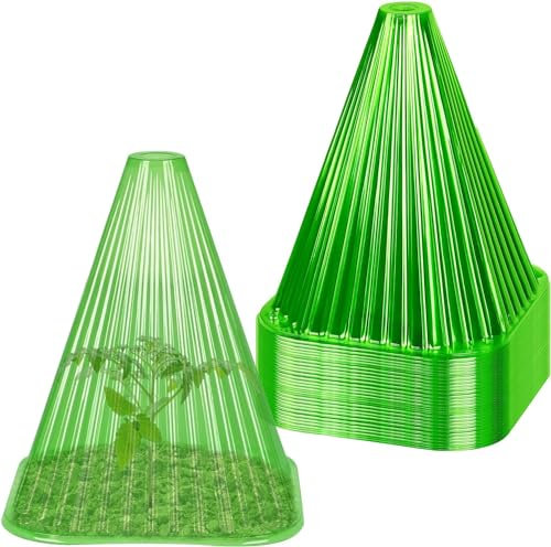 KAHEIGN 20 Pièces Cloches pour Plantes de Jardin, 22CM x 19CM Couvercle de Cloche en Plastique pour Plante Mini Serre Réutilisable pour Protection Contre Soleil Neige Gel Oiseaux Insectes (Vert)