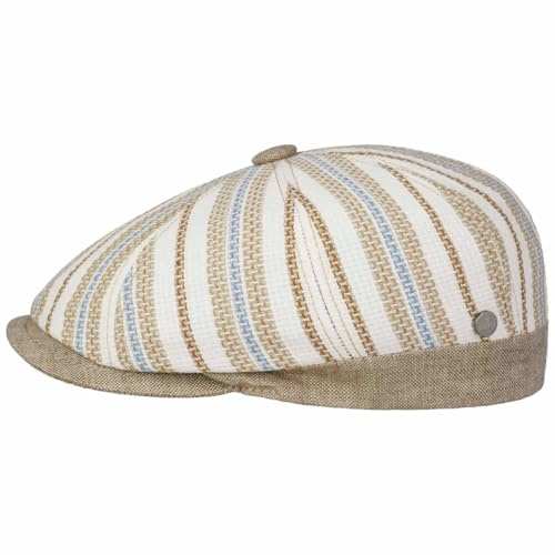 LIERYS Savoca Flatcap Gestreifte Schirmmütze Sommerliche Kappe aus Baumwolle und Leinen Made in Italy Herren Frühjahr/Sommer
