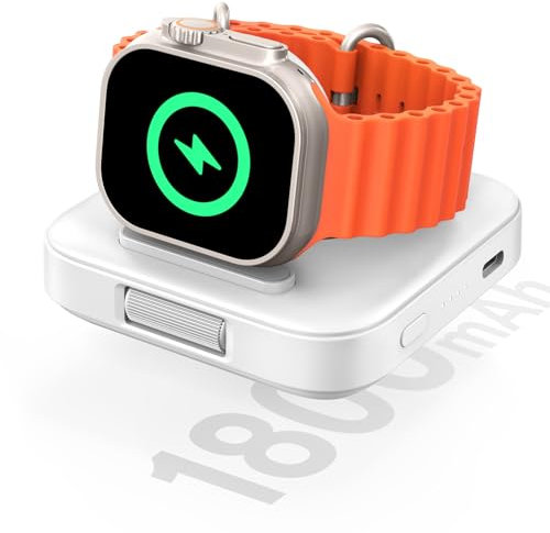 SwanScout Cargador de Reloj, 1800mAh Soporte de Cargador Portátil para Apple Watch 11/10/9/8/7/6/5/4/3/2/Ultra 3/Ultra 2, SwanScout 303A