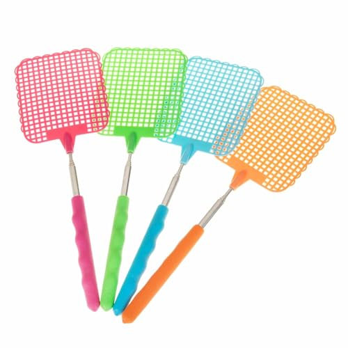 SIDCO Fliegenklatsche 4 x Teleskop Fliegenpatscher ausziehbar Fliegenfänger Mücken