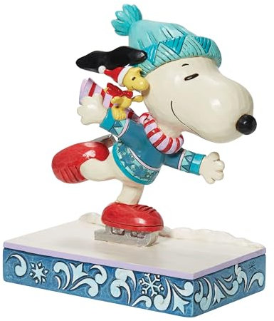 Enesco Peanuts by Jim Shore Snoopy und Woodstock Eislauffigur, 15 cm, Mehrfarbig