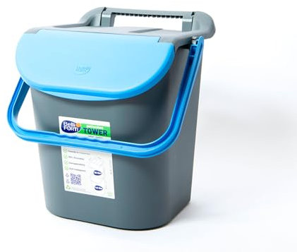 Reimo Poubelle de 30 l, avec couvercle, empilable, différentes couleurs (bleu), 181308817