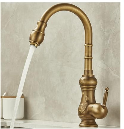 Latón Vintage Grifo Lavabo Sobre Encimera,Rotación 360° Grifos Cocina Fregadero,Grifo Alto Para Lavabo De Baño De Agua Caliente Y Fría,A1