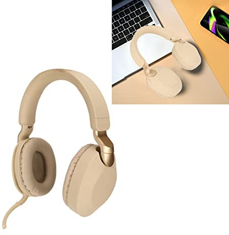 EIMSOAH Casque de Jeu, Interface Pliable de Type C, 5.1, Casque Stéréo Filaire Double Mode avec Microphone, Casque de Jeu, pour PC, Ordinateur Portable (Or)