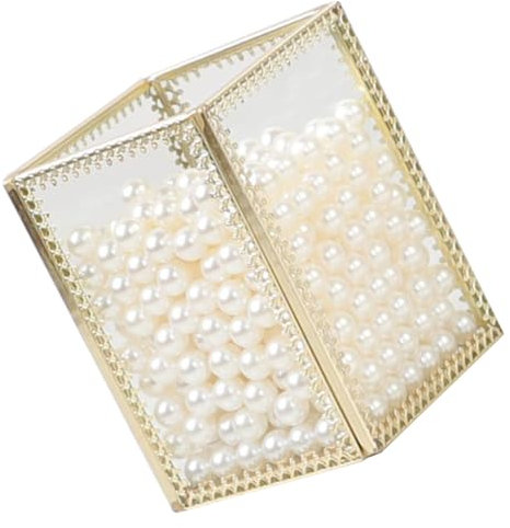 CRILSTYLEO Cosmetic Brush Container Elegant Makeup Brush Storage Box Pearl Eyebrow Pencil Bucket Fits Desktop