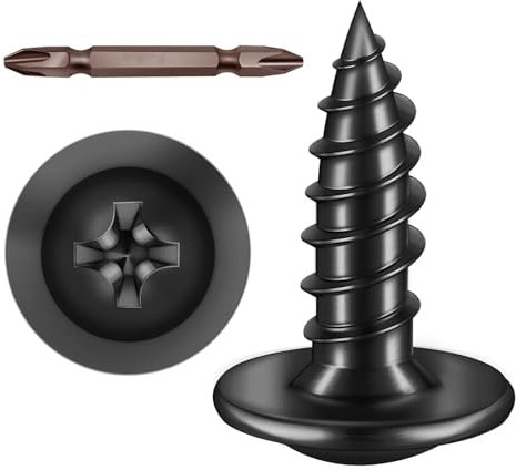 ORTAVA Blechschrauben M3 x 12 mm, 50 Stück Holzschrauben Edelstahl A2 V2A Flachkopf mit Scheibe Kreuzschlitz mit Bohrer, Selbstschneidende Schrauben Schwarz Oxid, Tellerkopfschrauben Vollgewinde