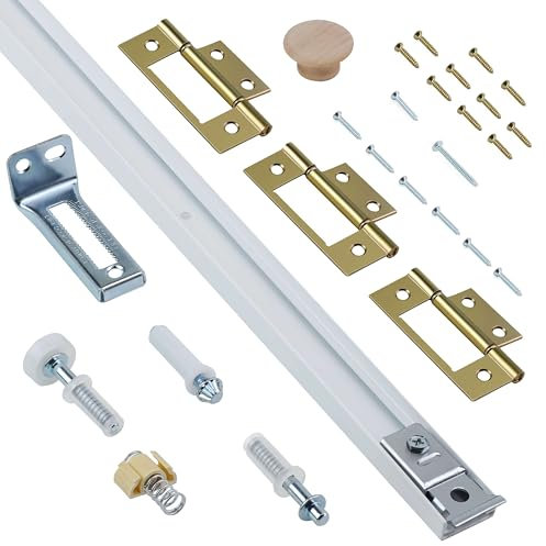Kit de quincaillerie pour porte pliante avec rail, kit de quincaillerie pour porte de placard à deux volets, kit d'outils de réparation de porte pliante, rail de 91,4 cm