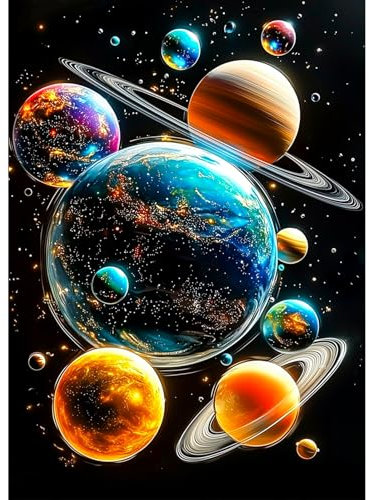 AIRDEA Planeten Diamond Painting Erwachsene, DIY 5D Weltraumlandschaft Diamant Painting Bilder, Bastelset Erwachsene Frauen als Haus Wanddeko 30x40 cm