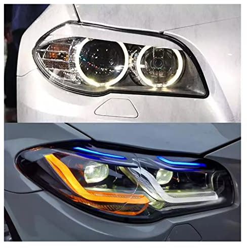 Modeifed Scheinwerfer kompatibel for BMW 5' 2010–2016 F10 F18 bis G30 G38 Version 520 523 528 530 535Li Scheinwerfer Facelift Auto Frontlicht(Halogen F10)
