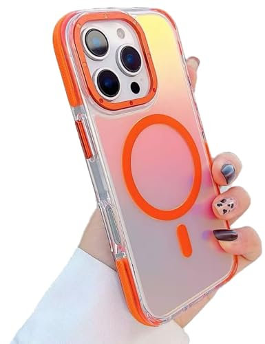 Miagon Iridescent Color Change Rainbow Case for iPhone 11 Pro Max,Fluorescent Glitter [Compatible with Magsafe] Bumper Magnetic Shock-Absorbent Cover Holographic