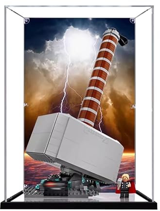 Acrylic Display Case for Lego 76209 Thor's Hammer Model, 3mm Dustproof Display Box, Display Case Compatible with Lego 76209 (Model Not Included) (Background Build 3MM A)