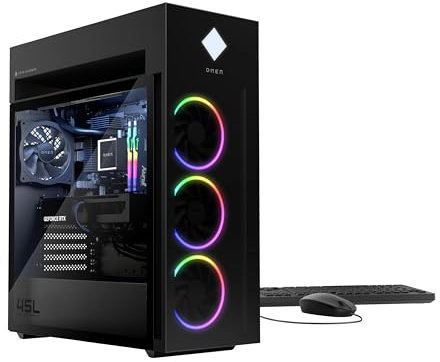 Omen 45L Gaming Desktop PC | GT22-3295ng | Intel Core Ultra 9 285K | 64 GB DDR5 RAM | 3 TB SSD | NVIDIA GeForce RTX 5090 (32 GB GDDR7) | Win11 | Flüssigkeitskühlung | Tower PC | Schwarz
