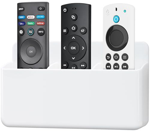 Zglmydrem.yn Remote Control Holder, Wall TV Remote Holder, 3 Slot Self Adhesive Marker Holder, Wall Pen Holder Stroage for Home Office School (White)